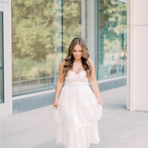 Lulu's Strapless Cream Tiered Dress